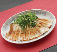 薄切り豚肉のガーリックソース